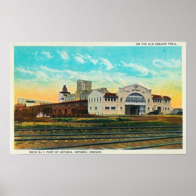 Exterior View of Port of Astoria Dock Building Poster (Front)