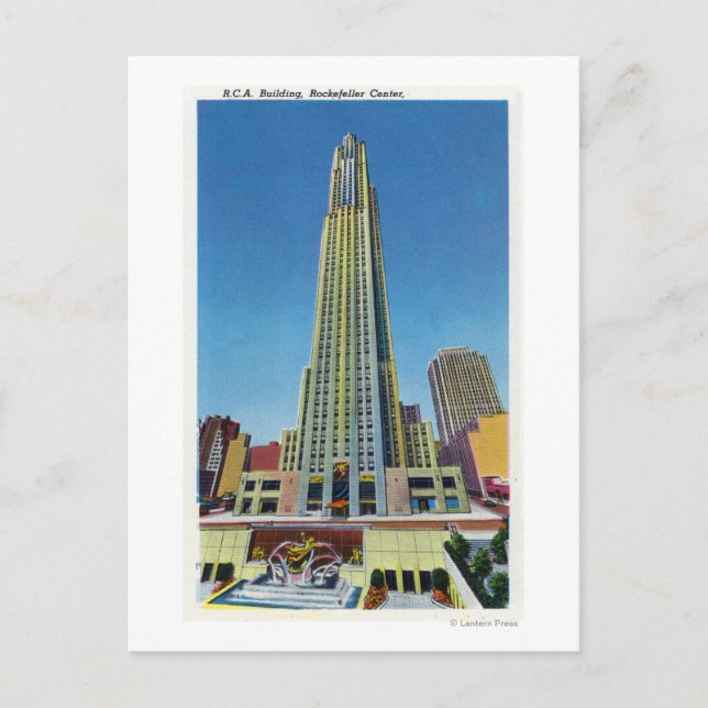 Exterior View of RCA Bldg, Rockefeller Center Postcard (Front)