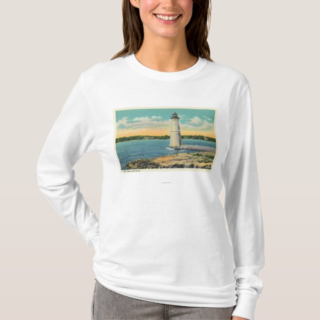 Exterior View of Rock Island Light House T-Shirt (Front)
