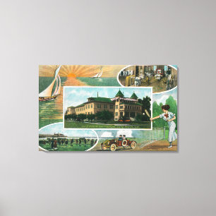 Exterior View of Sanitarium and Scenic Views Canvas Print