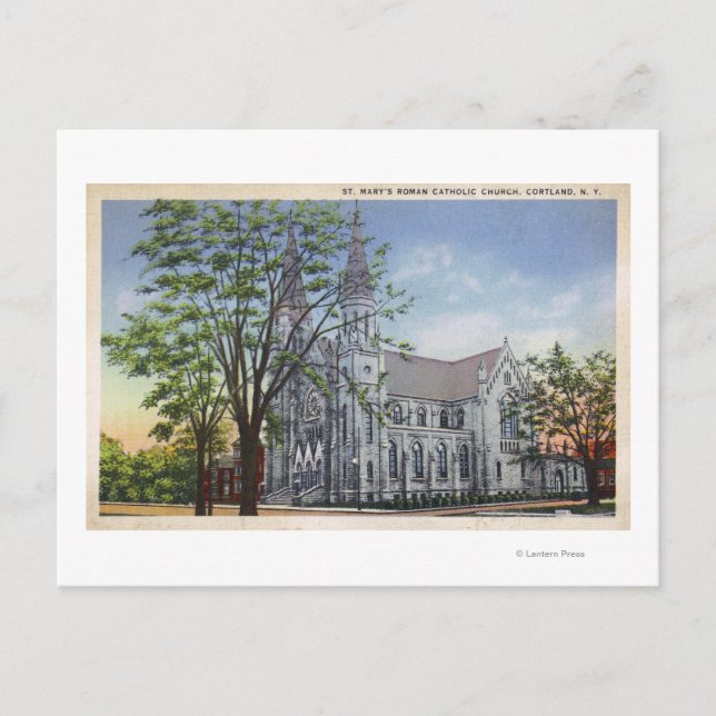 Exterior View of St. Mary's Church Postcard (Front)