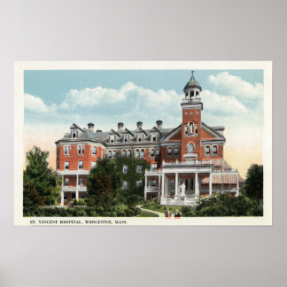 Exterior View of St. Vincent Hospital Poster