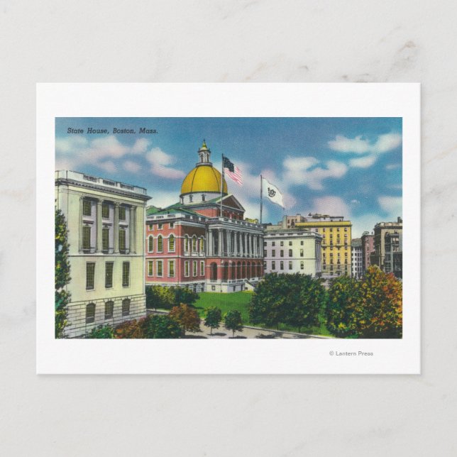 Exterior View of State House Postcard (Front)