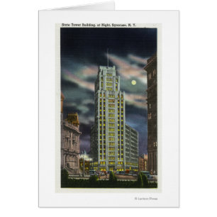 Exterior View of State Tower Building at Night Cards