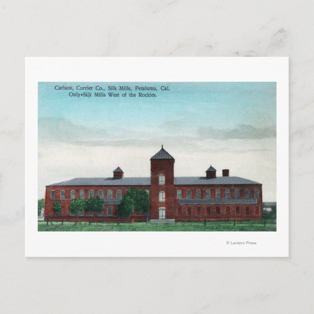 Exterior View of the Currier Co Silk Mills Postcard (Front)