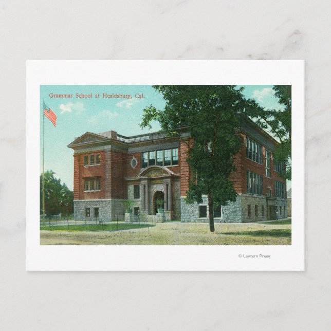 Exterior View of the Grammar School 3 Postcard (Front)