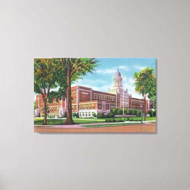 Exterior View of the High School Canvas Print (Front)