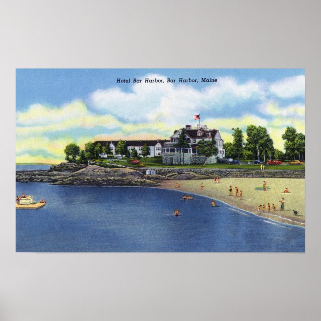 Exterior View of the Hotel Bar Harbor Poster (Front)