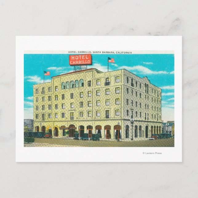 Exterior View of the Hotel Carrillo Postcard (Front)