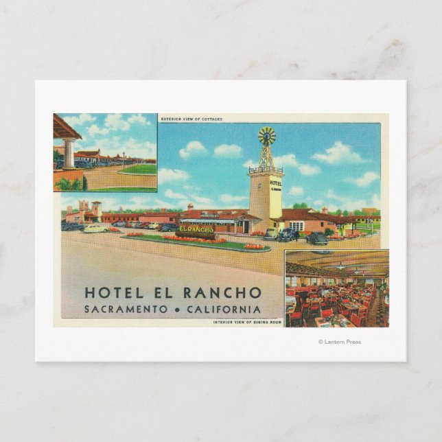 Exterior View of the Hotel el Rancho Postcard (Front)