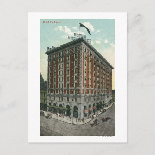 Exterior View of the Hotel Rochester Postcard (Front)