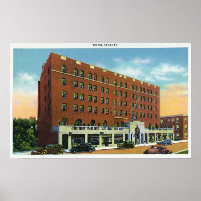 Exterior View of the Hotel Saranac Poster (Front)