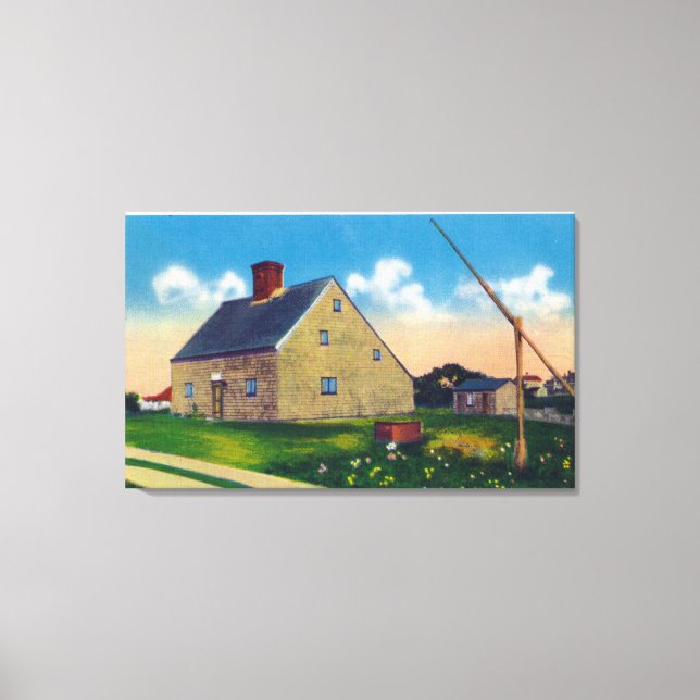 Exterior View of the Jethro Coffin House Canvas Print (Front)