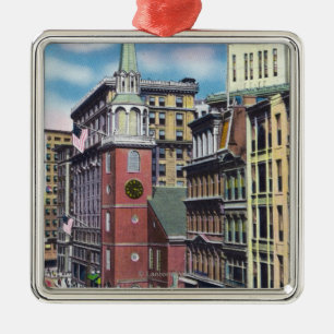 Exterior View of the Old South Meeting Hall Metal Ornament