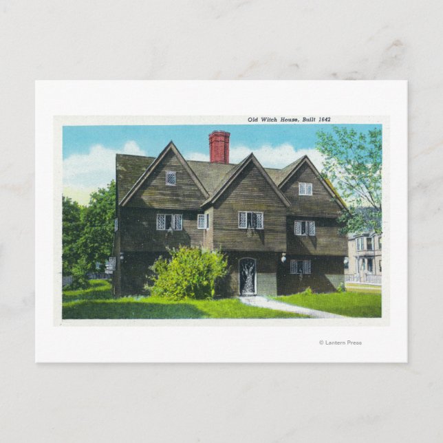 Exterior View of the Old Witch House Postcard (Front)