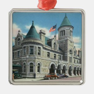 Exterior View of the Post Office 4 Metal Ornament