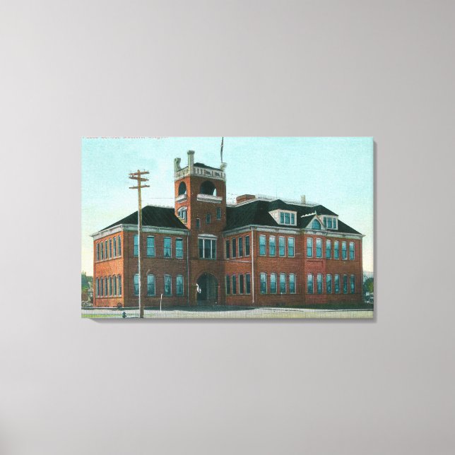 Exterior View of the Public SchoolMedford, OR Canvas Print (Front)