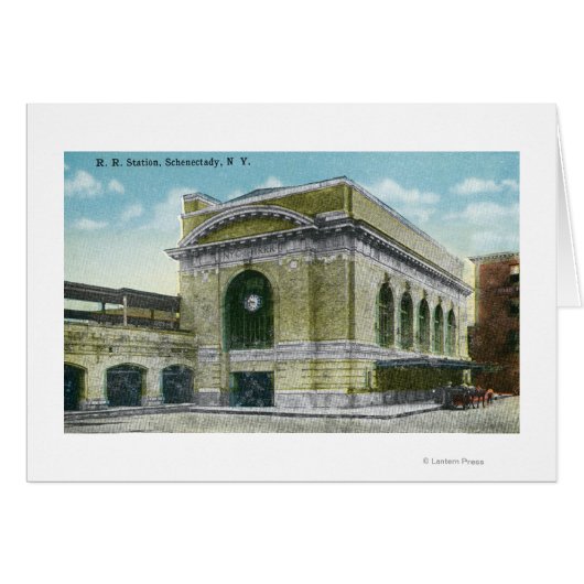 Exterior View of the Railroad Station 2 Cards (Front Horizontal)