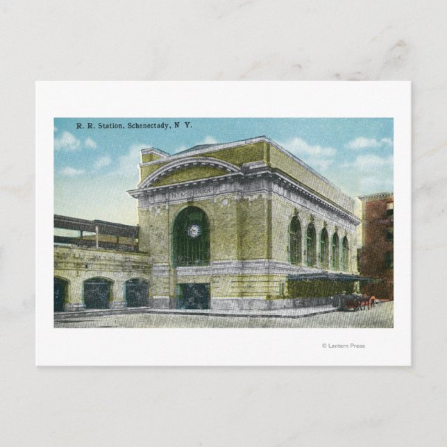 Exterior View of the Railroad Station 2 Postcard (Front)