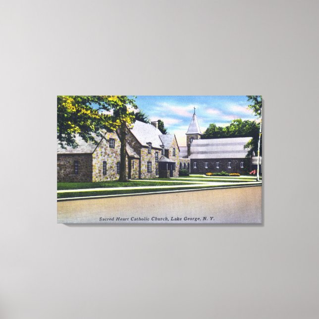 Exterior View of the Sacred Heart Catholic Canvas Print (Front)