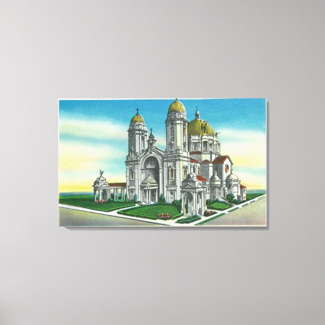 Exterior View of the Shrine of our Lady of Canvas Print (Front)