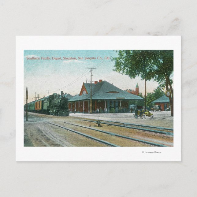 Exterior View of the Southern Pacific Depot Postcard (Front)