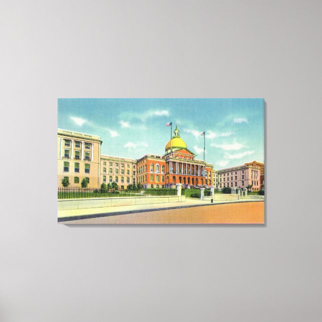 Exterior View of the State House on Beacon Canvas Print (Front)