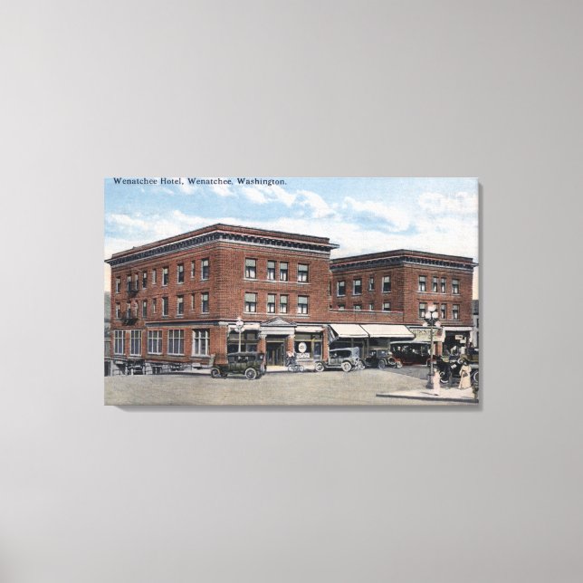 Exterior View of the Wenatchee Hotel Canvas Print (Front)