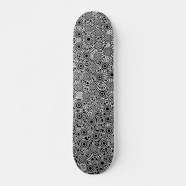 Exterminated Alien Circuit - White on Black Skateboard Deck (Front)