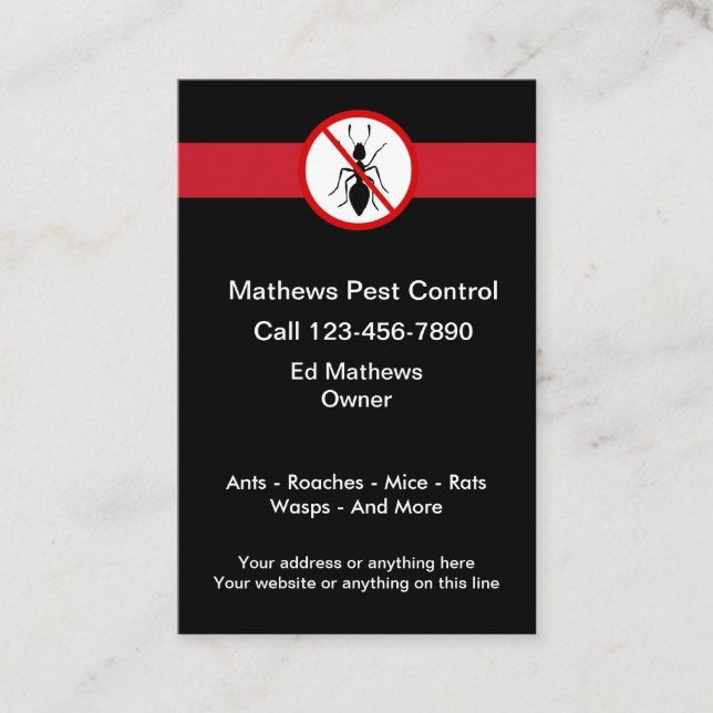 Exterminating Pest Control Theme Business Cards (Front)