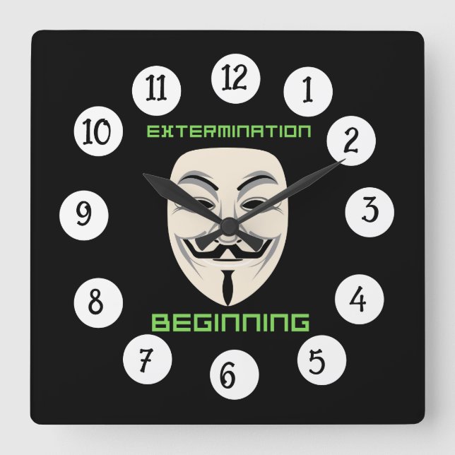 EXTERMINATION BEGINING SQUARE WALL CLOCK (Front)