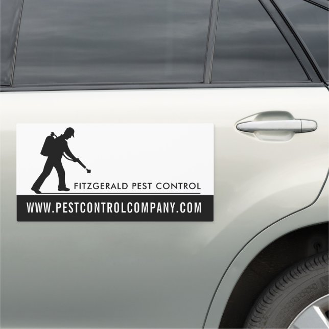 Exterminator, Black & White Pest Control Car Magnet (In Situ)