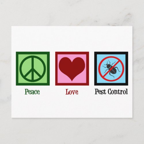 Exterminator Peace Love Pest Control Company Postcard