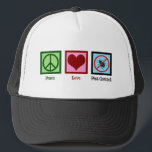 Exterminator Peace Love Pest Control Company Trucker Hat<br><div class="desc">Peace Love Pest Control design for an exterminator. A cool extermination company worker gift.</div>