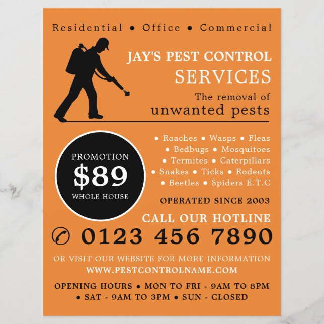 Exterminator, Pest Control Advertising Flyer (Front)