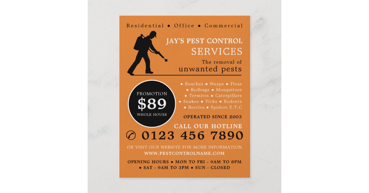 Exterminator, Pest Control Advertising Flyer Zazzle