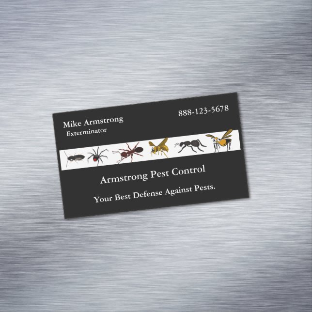 Exterminator Pest Control Insects Bugs Business Card Magnet (In Situ)
