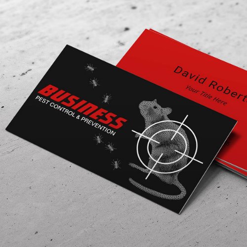 Exterminator Pest Control Professional Black  Red Business Card
