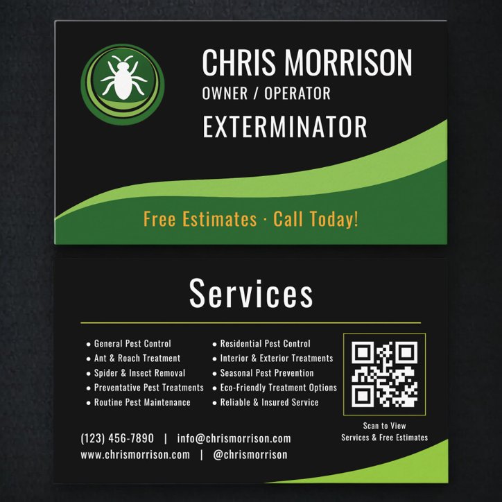 Exterminator Service QR Code Business Card