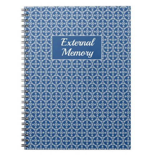 External memory blue white ogee Moroccan pattern N Notebook
