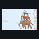 Extinct Animal Holiday Rectangular Sticker<br><div class="desc">Four kinds of extinct animals--ground sloths,  woolly mammoths,  saber-toothed tigers,  and dodos--dressed and ready for winter hijinks.  See the coordinating wrapping paper.</div>