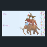 Extinct Animal Holiday Rectangular Sticker<br><div class="desc">Four kinds of extinct animals--ground sloths,  woolly mammoths,  saber-toothed tigers,  and dodos--dressed and ready for winter hijinks.  See the coordinating wrapping paper.</div>