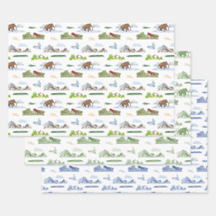 Extinct Animal Toile Wrapping Paper