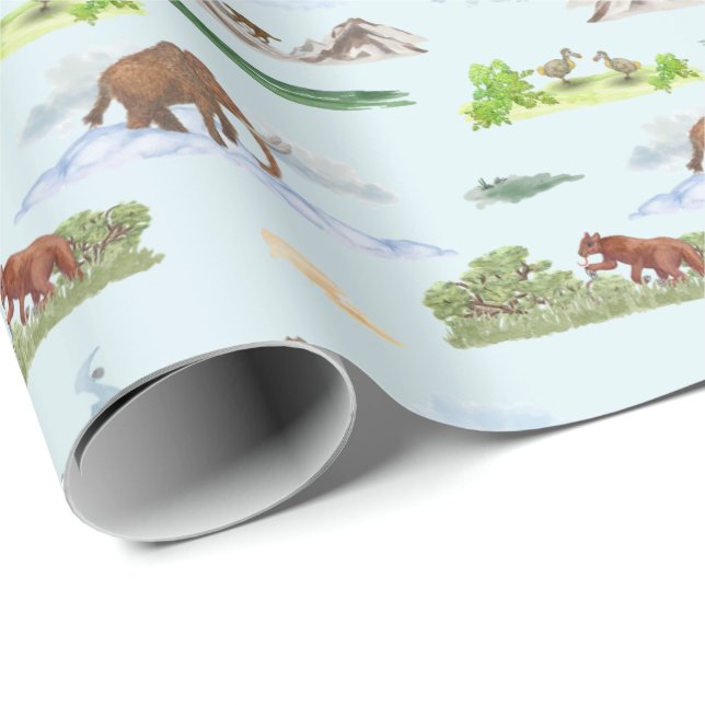 Extinct Animal Toile  Wrapping Paper (Roll Corner)