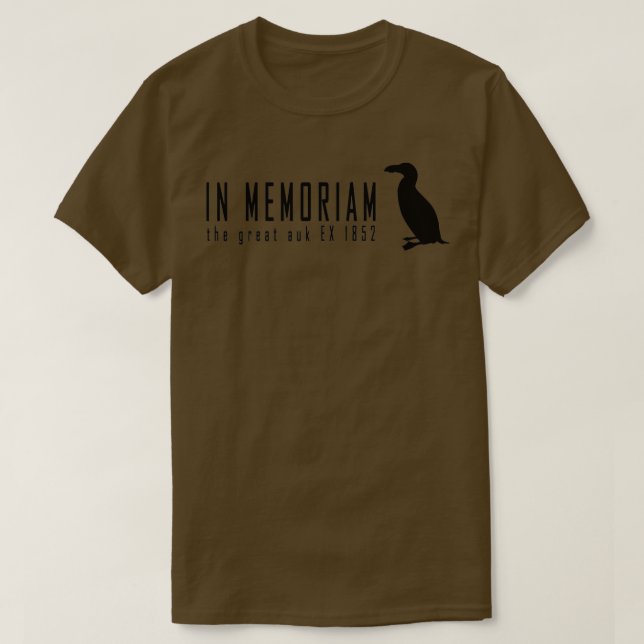 Extinct animals Great auk In Memoriam black print  T-Shirt (Design Front)