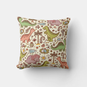 Extinct animals. Prehistoric Reptiles. Cute Cartoo Throw Pillow