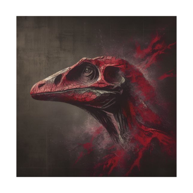 Extinct Dinosaur Head Wood Wall Art (Front)