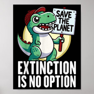 Extinction Is No Option Dinosaur Environmental Pro Poster
