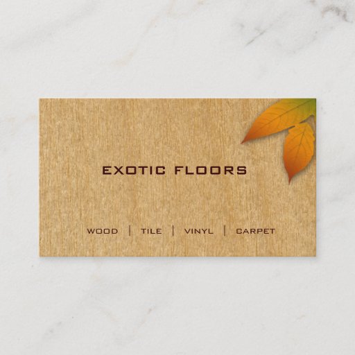 Customizable Extoic Wood Business Card with autumn Leaf birch