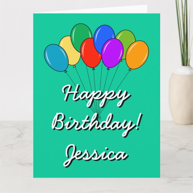 Extra BIG Birthday card with colored balloons (Front)
